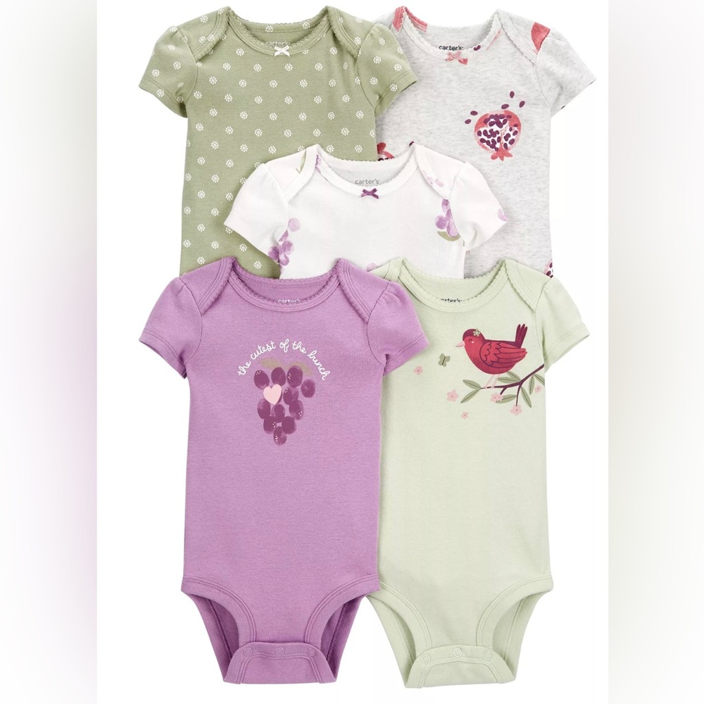 Carters Fruit Print 5 Pack Bodysuit Set 6M